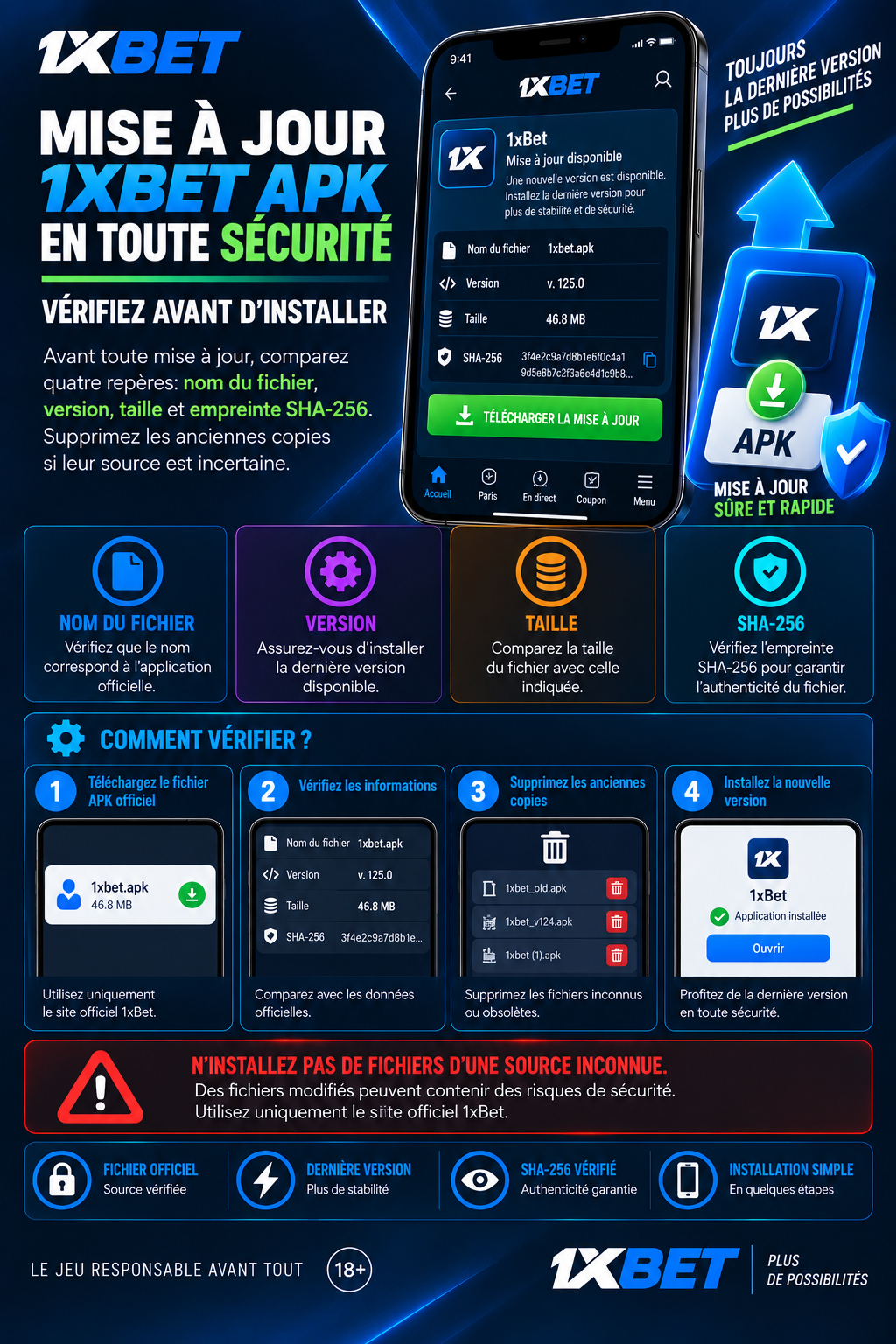 Historique versions 1xBet APK